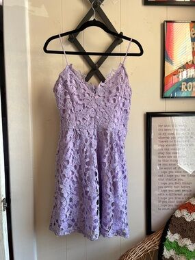 Lilac Lace Spaghetti Strap Sundress